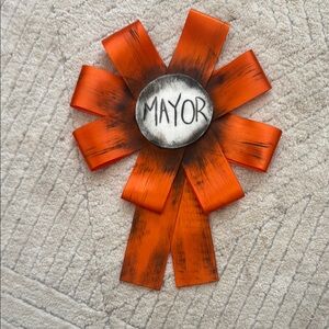 One of A Kind Nightmare Before Christmas Orange Mayor Ribbon Badge